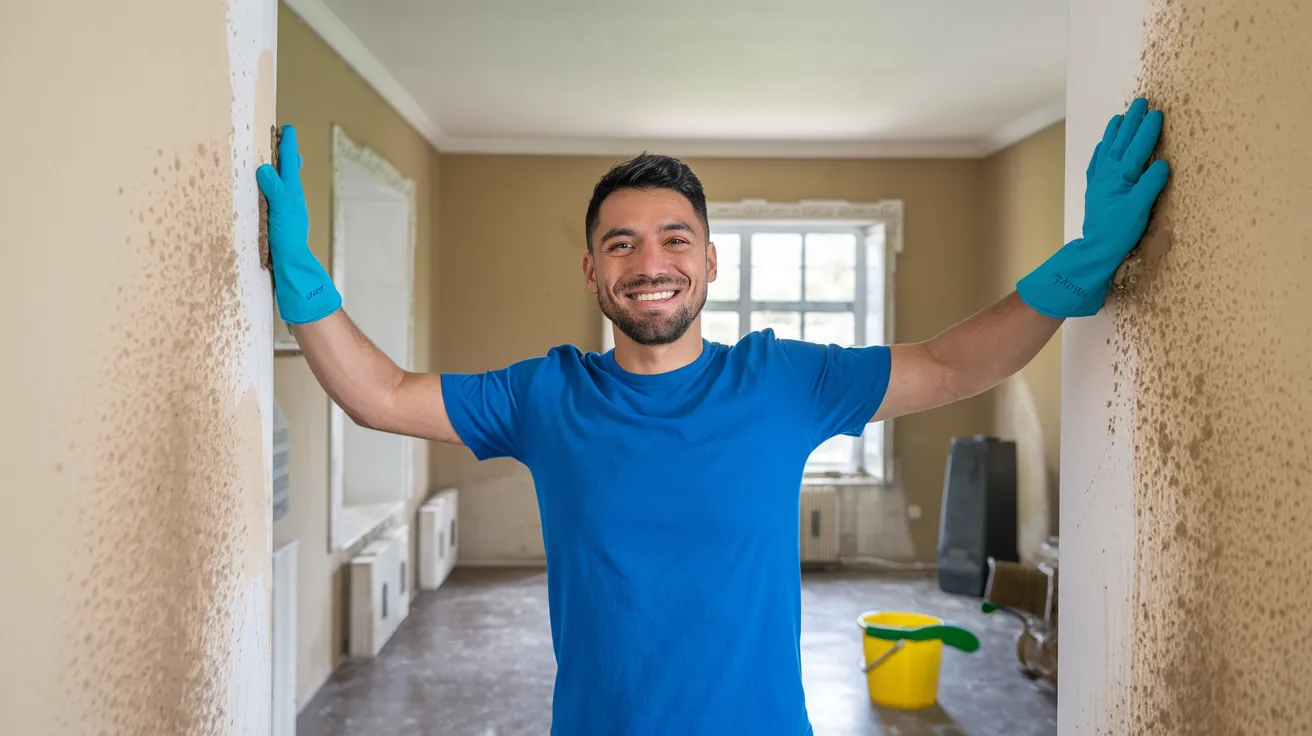 mold_cleaning Technician cleaning severe interior mold contamination from residential wall