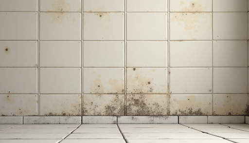 White tiles with black stains