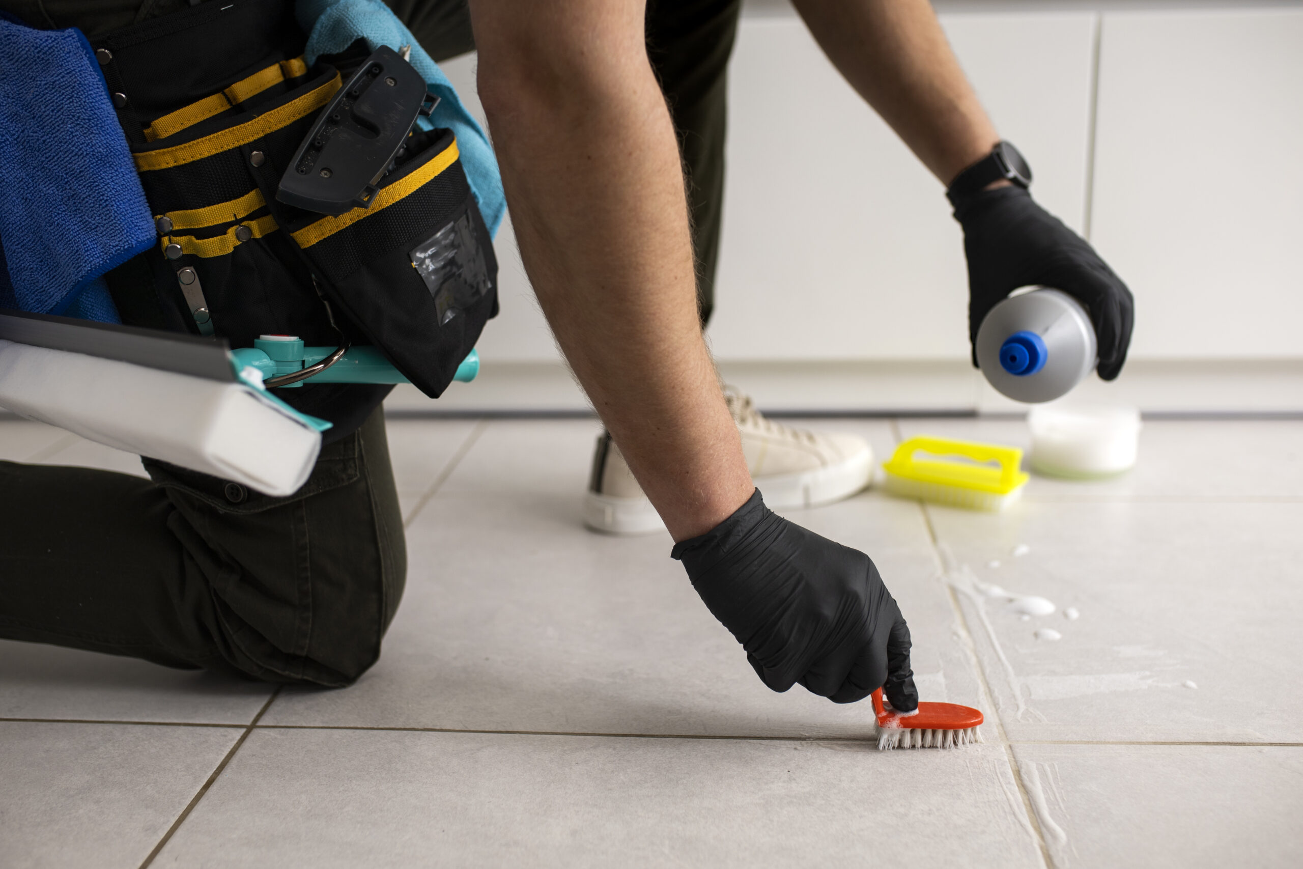 man doing professional home cleaning service